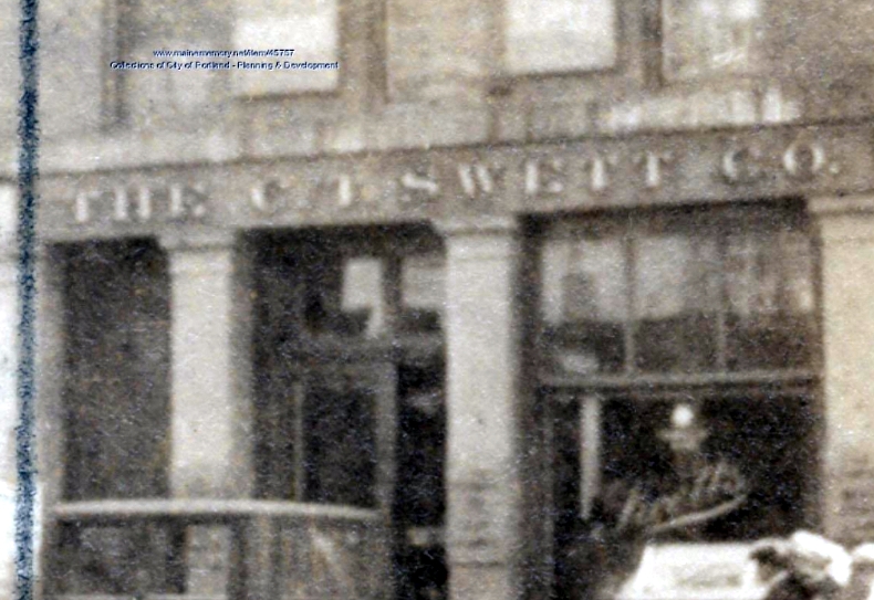 Detail of 130 Commercial Street storefront.